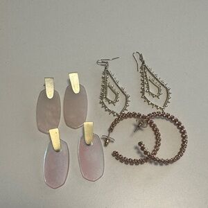 Elegant Pink and Gold Earrings Set